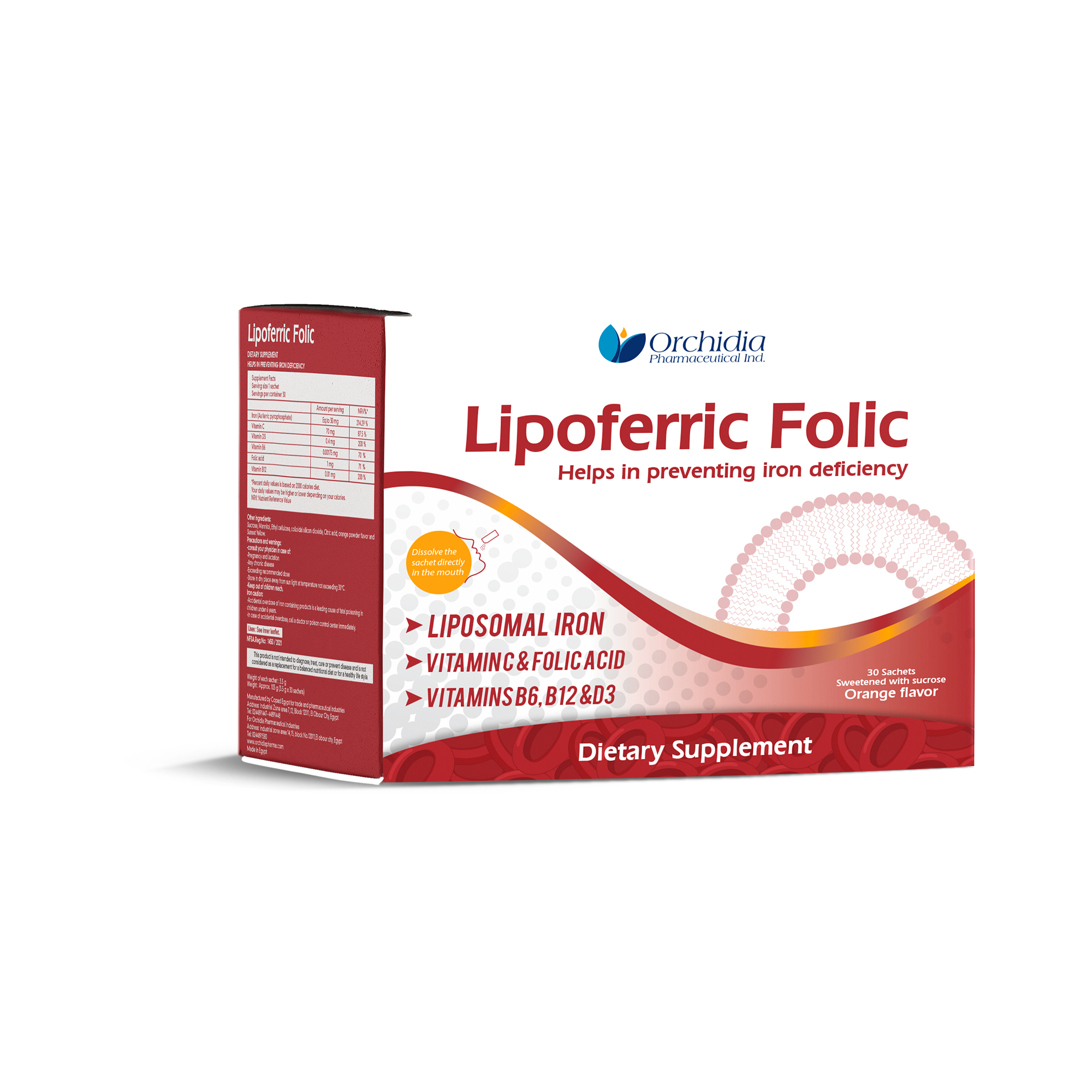 Lipoferric Folic – 30 Sachets no background